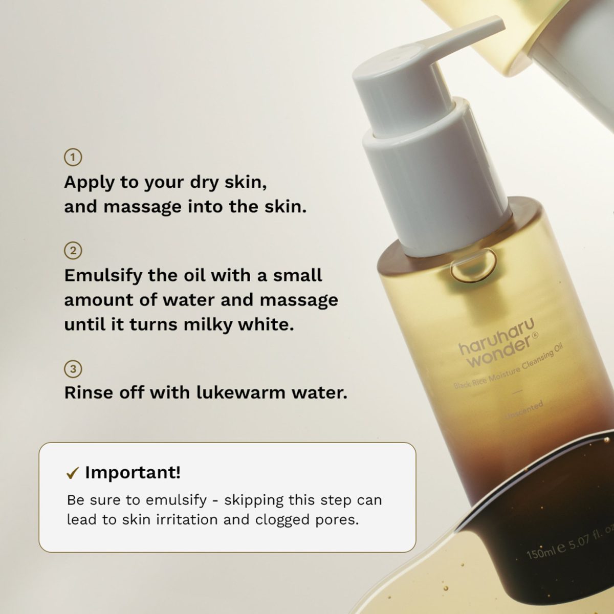 Haruharu Wonder Black Rice Moisture Cleansing Oil - Korean Skincare