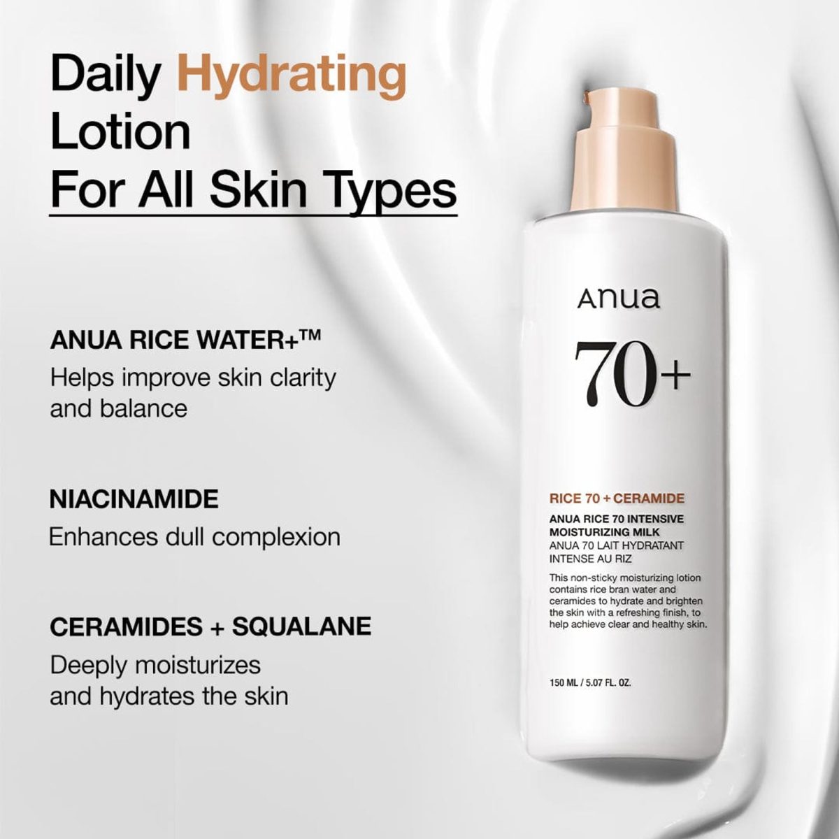 Anua Rice 70 Intensive Moisturizing Milk Lotion - Korean Skincare